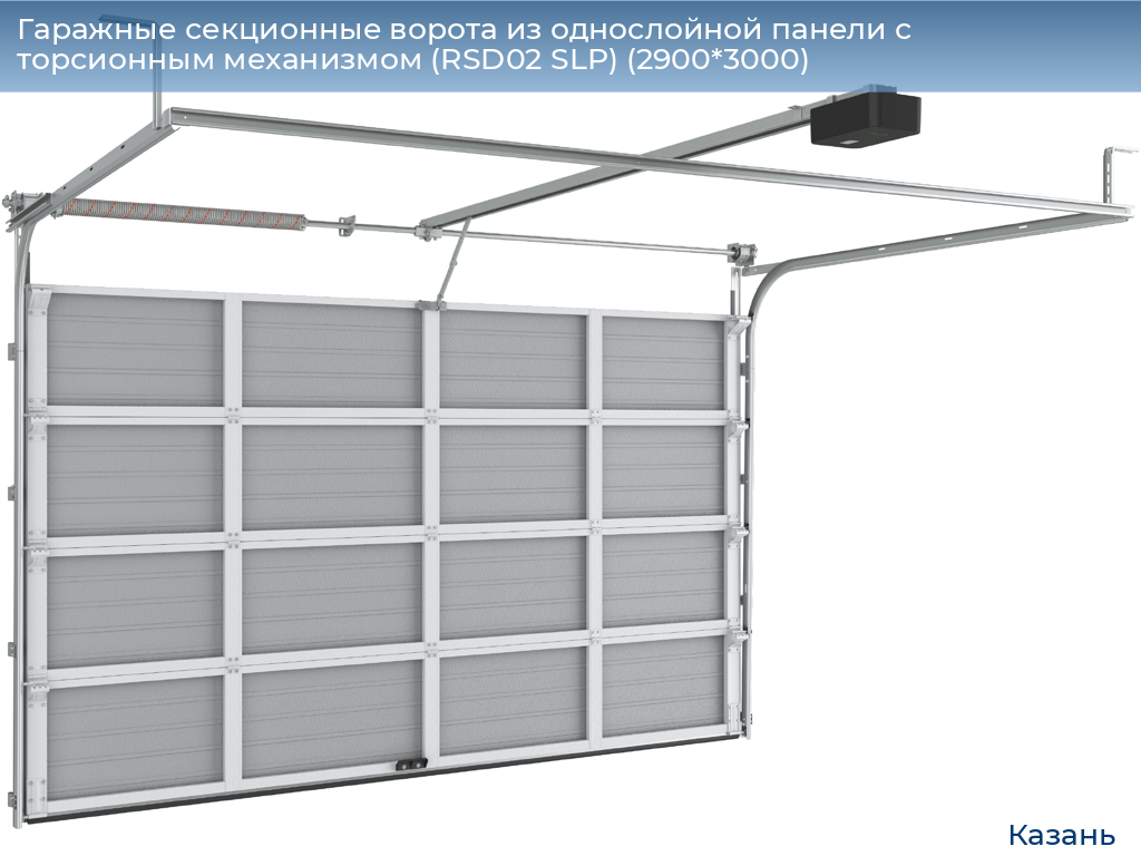 Гаражные секционные ворота из однослойной панели с торсионным механизмом (RSD02 SLP) (2900*3000), kazan.doorhan.ru